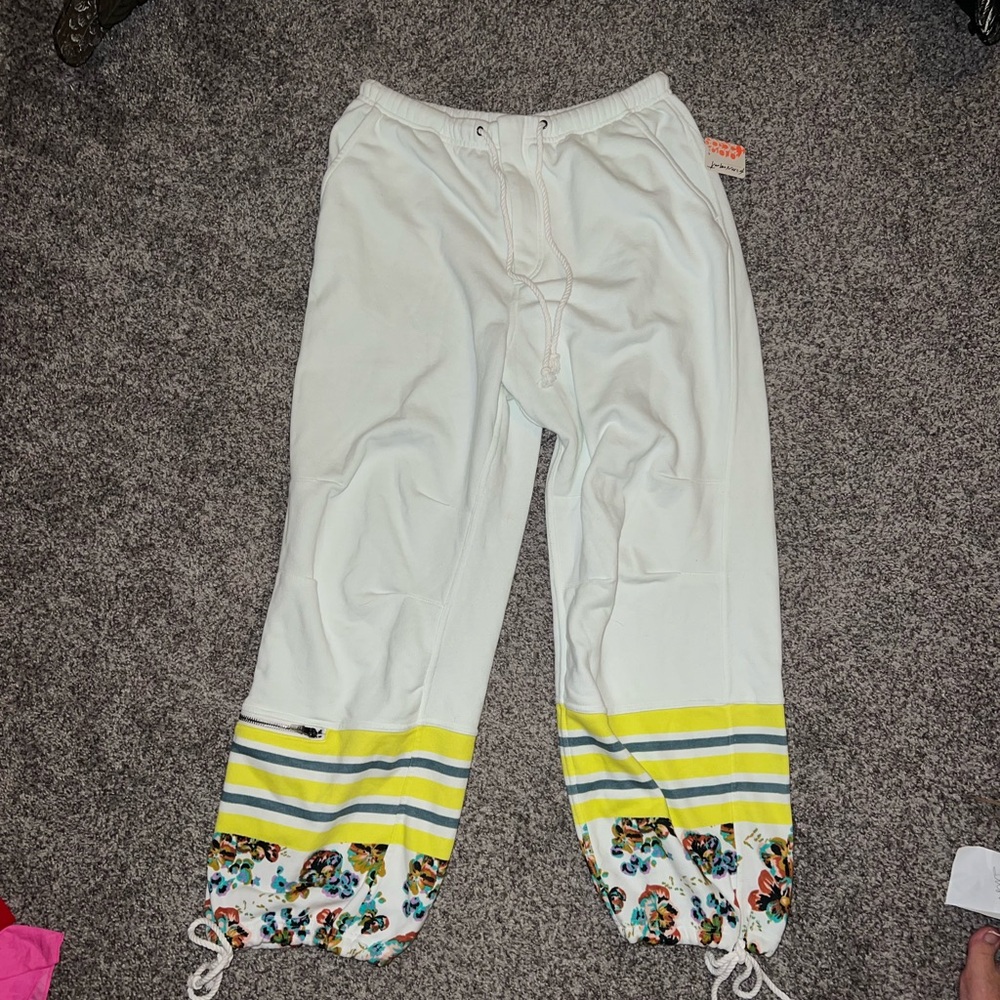 FP Movement by Free People White and Yellow Track Pants